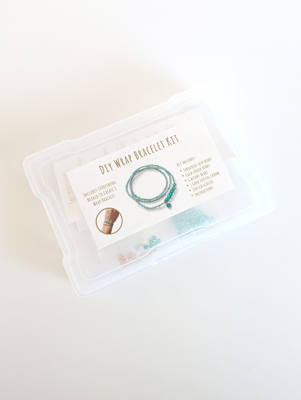 DIY Beaded Wrap Charm Bracelet Activity Kit - Turquoise & Gold